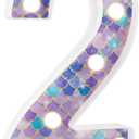 Mermaid Light-Up Number 2, LED Marquee Number for Birthday Party Decor, Mermaid Theme Glowing Number for Kids' Under the Sea Party, Baby Shower, Cumpleaos, Fiestas Decorations