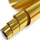 MerryMade Gold Heat Transfer Vinyl Roll, 12" x6Ft Mirror Metallic Iron on Vinyl, Soft Metallic Foil HTV for T-Shirt, Chrome HTV Easy to Cut & Weed for Heat Vinyl Design