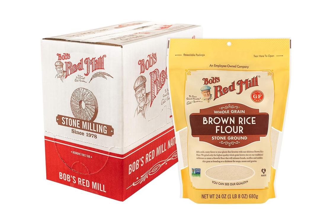 Bob's Red Mill Brown Rice Flour, 24oz (Pack of 4) - Non GMO, Whole Grain, Vegan, Kosher (EXP 05/10/26)