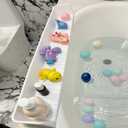 31.5" Bathtub Splash Guard for Kids & Toddlers - Silicone Play Shelf & Toy Storage Tray with Strong Suction Cups to Prevent Water Spills, No-Leak Fun Bath Time - Tub Toy Holder Ledge,White