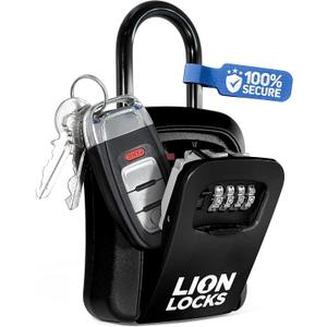 Lock Box for Keys - Lockbox for House Key, Lock Box with Combination for Real Estate, Car Keys - Hide a Key Lock Box for House Keys Waterproof Key Safe - Easy Installation, Black