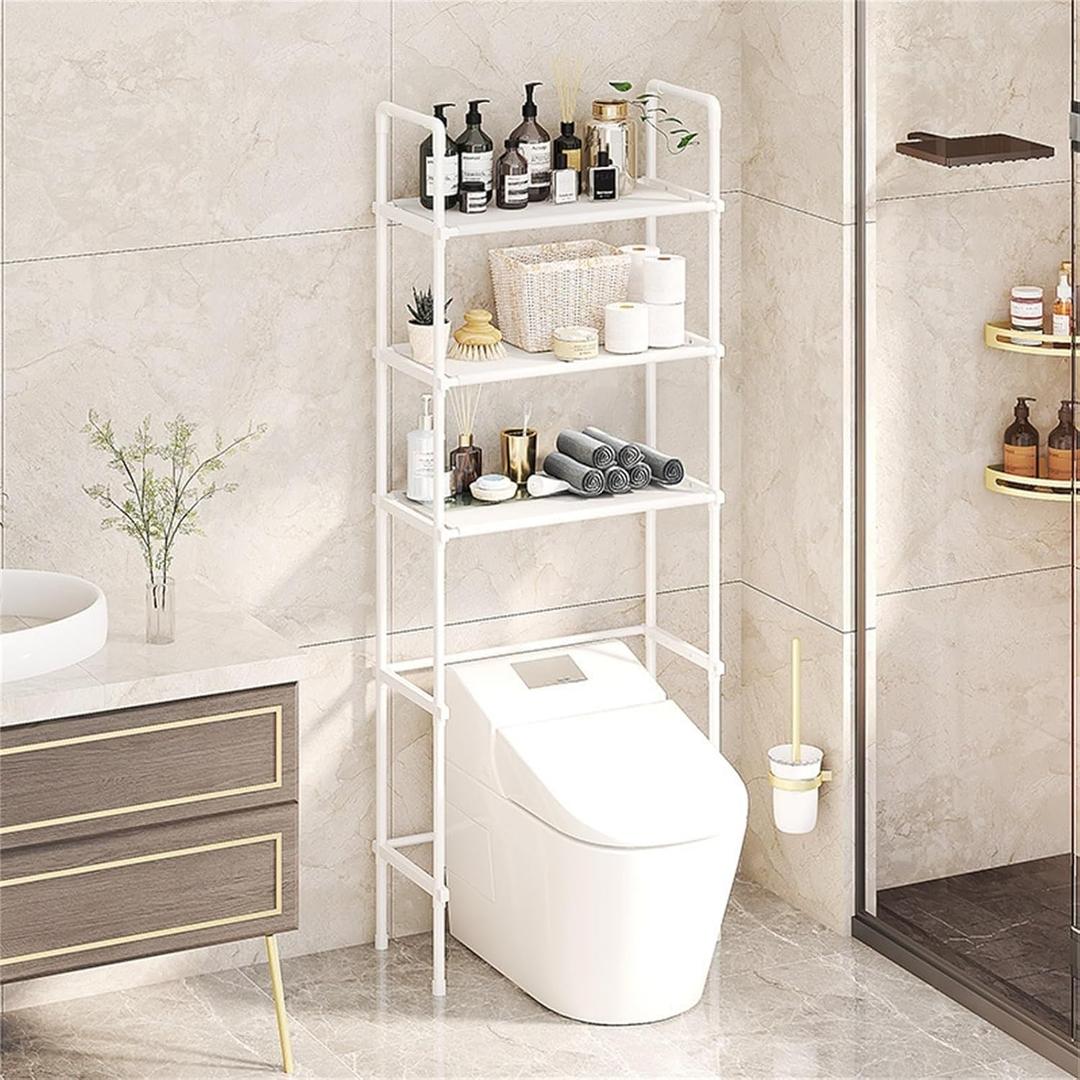 Generic Over The Toilet Storage, 58inch 3-Tier Bathroom Organizers and Storage, Bathroom Storage Shelf, Fit Most Toilets Space-Saving and Easy Assembly (White), LZ 060503