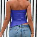 PRETTYGARDEN Women's Faux Leather Tube Tops 2025 Summer Strapless Asymmetrical Ruched Bandeau Shirts Going Out Club Outfits (XL)