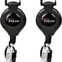 ZXZone Retractable Keychain with Interval Locking Heavy Duty Carabiner Badge Holder, Tactical ID Badge Reel with 27.5 Dyneema Fibers Retractable Cord,Key Ring 11 OZ (Black-2pcs)