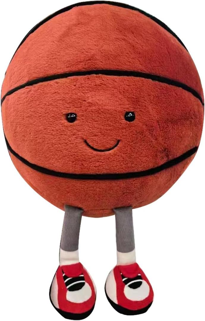 Cute Basketball Stuffed Animal Funny Basketball Gift, Soft Ball Plush with Legs Adorable Sports Throw Pillow for Boys Girls Room Decor