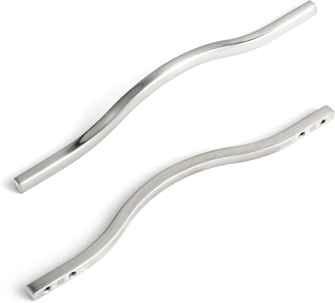 Goo-Ki Low Profile Satin Nickel Cabinet Pulls, Double Hole Centers (6.3''/7.6'') Zinc Alloy Handle for Drawer Cupboard Wardrobe,6 Packed