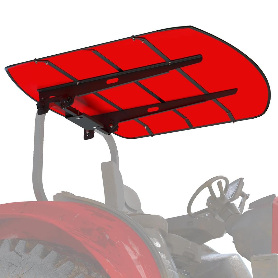 Tredre Red Tractor Canopy for ROPS 53-3/8" X 53-3/8", Tractor Shade Canopy Roof for Tractor and Mowers, Non-Fading High-Density Thermoplastic (Will Add About 4'' to The Height of The Tractor)