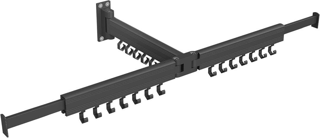 SONGMICS Clothes Drying Rack, Wall-Mounted Laundry Drying Rack, Extendable, Foldable Arms, with 21 Swivel Sliding Hooks, Space-Saving, for Laundry Room, Bathroom, Ink Black ULLR807B01