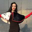 CWDGAGANB Deville Costume Women Black White Devil Accessories Shawl Dalmatian Costume Adult with Red Gloves