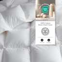 Hotel Grand Luxury White Goose Feather Down Fiber Comforter King Size, 100% Cotton All Season Duvet Insert King, Fluffy Medium Warmth Bedding Comforter with 8 Corner Loops, White 106x90 Inch