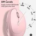 TECKNET Ergonomic Mouse, 4800 DPI Wireless Vertical Mouse, 5 Adjustable DPI Levels, 6 Buttons, 2.4G Silent Wireless Mouse for Laptop, PC, Chromebook - Pink