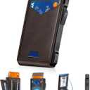 Wallet for Men RFID Wallet with 2 ID Windows & Money Clip, Slim Pop Up Card Holder for 10-12 Cards, Bifold Minimalist Smart Wallet for Front Pocket, Compact Metal Credit Card Holder, Gifts for Men (Coffee)