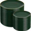 PULOTE 200PCS Green Plastic Plates - Heavy Duty Green Disposable Include 100 Each (10 inch Dinner & 7 inch Dessert) Plates for Christmas Party