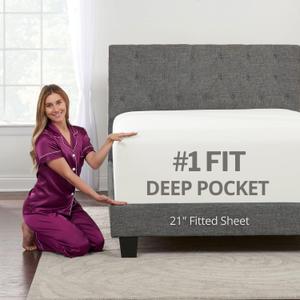 Deep Fitted Sheets King  King Size Fitted Sheet Only Deep Pocket  21 King Fitted Sheet Deep Pocket Perfectly Fit 1723 Deep Mattress & Toppers  Lovely Joyful Feel  1 Bottom Sheet King  White
