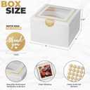 White Bakery Boxes with Window (30pcs) 4x4x2.5 Inches - Small 4 Inch Cake Treat Cookie Macaron Dessert Pastry Donut Cupcake Mini 4x4 Gold Gift Box - Empaques Cajas Para Postres 4 x 4
