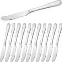 Stainless steel butter knife, set of 12 dinner knife, suitable for daily use, parties and outdoor dining,Dishwasher Safe (12)