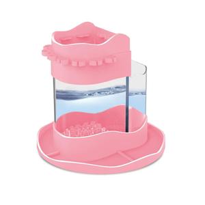 FLUMY Paint Brush Cleaner Rinse Cup, Washable Silicone Paint Brush Holder, Paint Water Dispenser, All-in-One Fine Art Paintbrush Cleaning Cup for Acrylic, Oil, Watercolor (Pink)