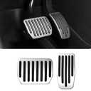 Alieemo 2PCS Aluminum Car Accelerator Pedal Covers, Vehicle Foot Pedal Pads Set, Non Slip Performance Automotive Brake Foot Rest Pedal Extenders Replacement Compatible with Model 3 Model Y (Silver)