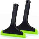 Super Flexible Silicone Squeegee, Auto Water Blade, Water Wiper, Shower Squeegee, 5.9'' Blade and 7.5'' Long Handle, for Car Windshield, Window, Mirror, Glass Door, Black Green
