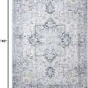 GENIMO 10x14 Area Rugs for Living Room, Machine Washable Rug, Non Slip Vintage Rugs, Low Pile Lightweight Chenille Print Rug for Bedroom, Dining Room, Home Office, Blue