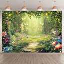 Fabric 7x5ft Enchanted Forest Photography Backdrop Fairy Garden Background Kids Girl Magic Wonderland Party Decoration Spring Photo Booth Props