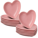 Meanplan 12 pcs Heart Shaped Plates Ceramic Salad 6.9 Inches Ceramic Graduation Plates Dinner Heart Shaped Serving Dish Dessert Elegant for Kitchen Steak Snacks(Pink)