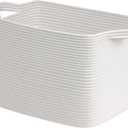 Goodpick Large Woven Basket 18" x 14" x 12" Cotton Rope Storage Baskets for Organizing, Rectangle Blanket Basket for Living Room Bedroom, Toy Baskets Storage Kids, White