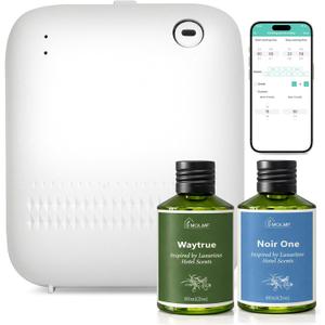 Waterless Diffuser,Hotel Home Collection Scent Machine | 2000 Sq Ft,Battery&USB Plug-In,Safety Lock,Quiet,Bluetooth App,,Includes 2 x 60ml (2 oz) Fragrance Oils