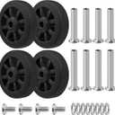 4pcs Luggage Wheels Replacement OD 50mm, Suitcase Swivel Casters, Wear Resistant Rubber Repair Wheels Black, PF08