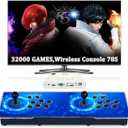 RegiisJoy 32000 in 1 Wireless Pandora Boxs Arcade Game Console 78S for PC Projector 4K TV, 4 Player Game, 1280X720, 3D Games, Search/Hide/Save/Load/Pause Games,128G TF (Blue)