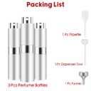 2 x 8ml Perfume Atomizer,3 pcs Perfume Travel Refillable Bottle, Empty Cologne Travel Bottle, Atomizer Sprayer (All silver)