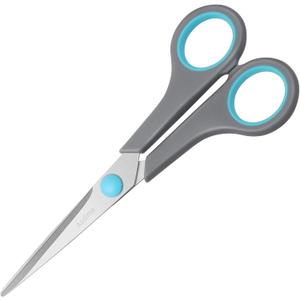 Asdirne 6.4" Scissors, Stainless Steel Blades, Soft Grip Handle, Suitable for Households,Offices and Schools, All Purpose, Blue/Grey