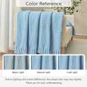 Knitted Throw Blanket 50"X60", Light Blue Knit Throws for Bed, Super Soft Boho Chevron Blankets for Couch Sofa Chair Room Decor, Textured Decorative Farmhouse Cozy Lightweight