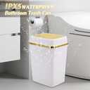3 Pack Bathroom Trash Can with Lid 4 Gallon Small Trash Can with Swing Lid White and Gold Bathroom Garbage Can with 225 Counts Trash Bags for Kitchen Bedroom Office
