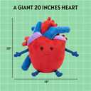 Jumbo 20" Anatomical Heart Plush - Extra Large Human Heart Stuffed Animal & Huggable Pillow - Perfect Open Heart Surgery Recovery Gifts, Cardiology Gifts, and Emotional Support Plush Anatomy Doll