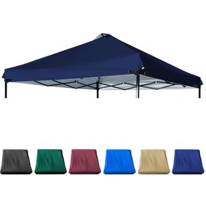 Canopy Replacement Top Silver Coated with Air Vent Upgraded Adjustable Straps for Most 10x10 Straight Leg Frame, (Blue) , 10x10 FT