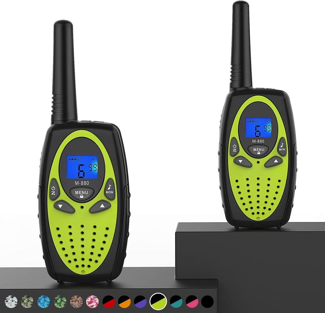 Topsung Walkie Talkies Long Range,M880 FRS Two Way Radio for Adults Toy for Kid with Mic LCD Screen/Durable Wakie-Talkies with Noise Cancelling for Men Women Outdoor Cruise Ship (Yellow Green 2 in 1)