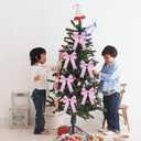 2 x 12 Pcs Baby Pink Velvet Ribbon Bow Christmas Wreath Bows for Garland Gift Wrapping Indoor Outdoor Christmas Parties Decorations (Baby Pink, 12)