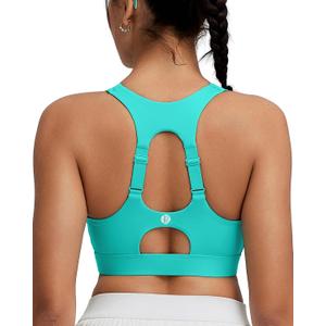 RUNNING GIRL Sports Bras for Women High Support, Adjustable Straps High Impact Racerback Bra with Hook Closure Molded Cup (Green, S)
