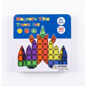 PicassoTiles magnetic tile set (PT60) includes 60 classic pieces for building bright 2D and 3D structures. This magnetic tile building set encourages creativity, color and shape recognition, and early STEM skills through open-ended, screen-free play.