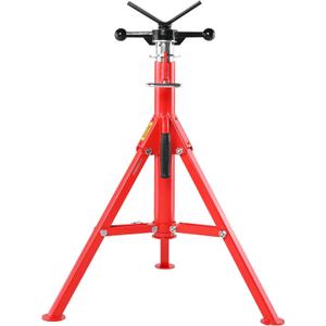 VEVOR Heavy-Duty V-Head Pipe Stand for 1/8"-12" Pipes Supporting | 2500 lbs Load Capacity, 28-52" Height Adjustment, Folding & Portable Design, for Pipe Threading, Cutting, Grooving, Welding, Red