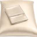 BLISSFORD Satin Pillowcase with Zipper, for Hair and Skin Care, Feels Soft and Cool Like a Silk Pillowcase, Satin Pillow Cases 2 Pack, Slik Pillow Cover, Light Beige - Standard Size, Set of 2