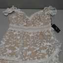 Adrianna Papell Women's Lace Embroidery Flutter Dress, Size 12 (Beige)