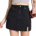 Tapata Skorts Skirts for Women High Waisted Denim Mini Casual Stretchy Jean Skirt Slit with Shorts (12, Black)