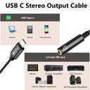 USB C to 1/4" Audio Cable, USB-C to 1/4" Female TRS Audio Cable, USB Type-C to 6.35mm Stereo Output Cord Adapter. Gold Plated 1 Feet