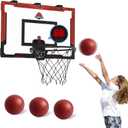 24 X 16 Inch Large Indoor Basketball Hoop for Kids Teens Adults, Over The Door Basketball Hoops with Electronic Scoreboard, Basketball Toys Birthday Gifts for Boys Girls