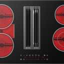 GASLAND 31.5 Inch Electric Cooktop with Downdraft Exhaust, 4 Burners 80cm Glass Radiant Stovetop 220V, 3-speed Max. 330 CFM Downdraft Vent