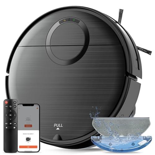 Robot Vacuum, 2 in 1 Robot Vacuum and Mop Combo for Pet Owners: Strong Suction, Anti-Tangle Brushless Inlet, Picks Up Dog & Cat Hair, Wet Mopping Removes Paw Prints, Auto-Recharge with Schedule