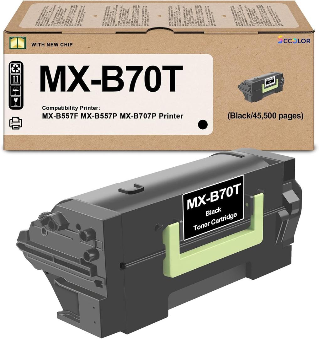 MX-B70T MXB70T Toner Cartridge Compatible for Sharp MX-B70T Toner Cartridge Replacement for Sharp MX-B557F MX-B557P MX-B707P Printers (1 Pack/45,500 Pages High Yield)