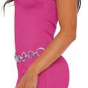 WIHOLL Women's Summer Sleeveless Boat Neck Mini Dress Slim Fit Party Club Bodycon Dresses (Pink)